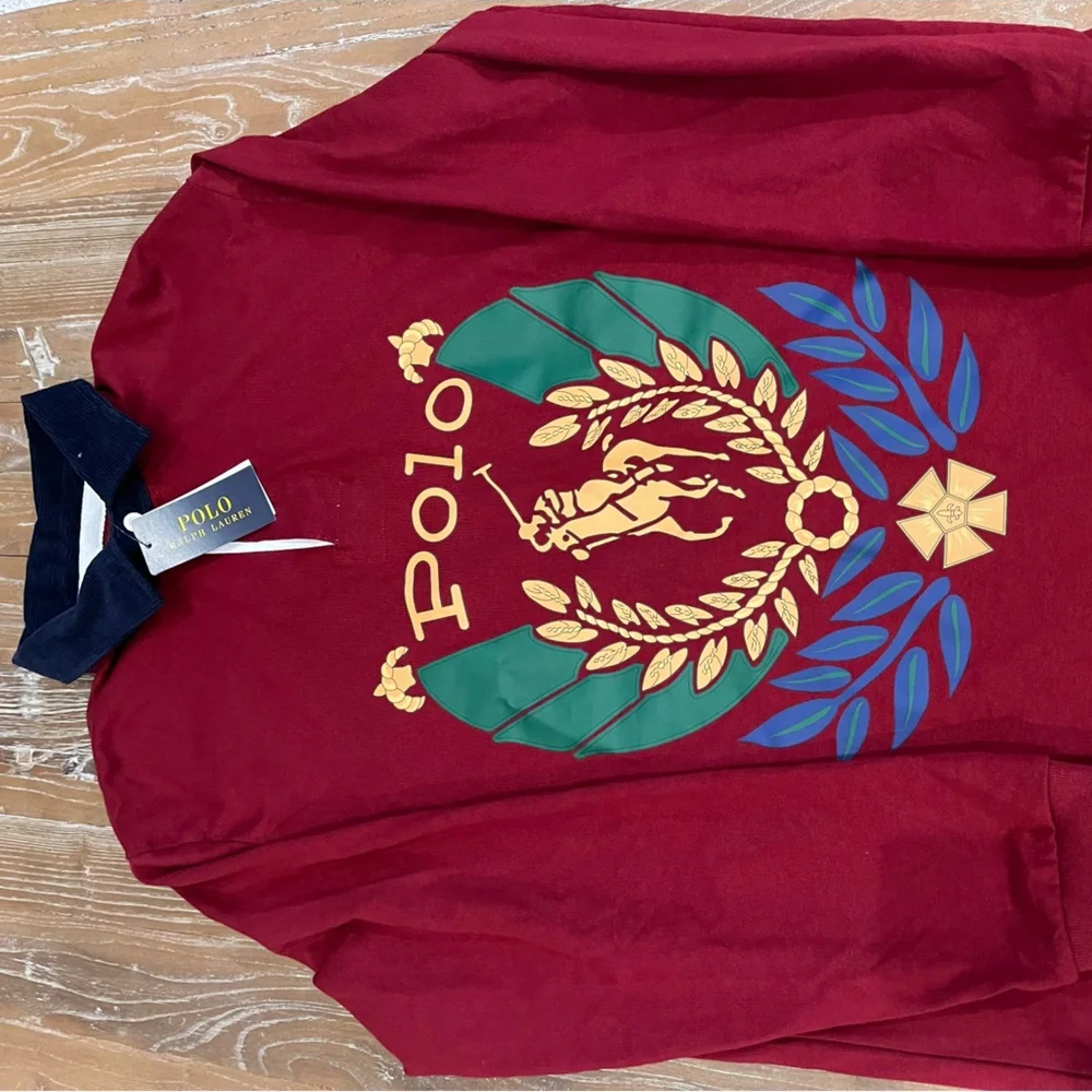 Polo Ralph Lauren Uni Crest Logo Rugby Shirt Corduroy collar  Sz L NWT - Picture 2 of 4